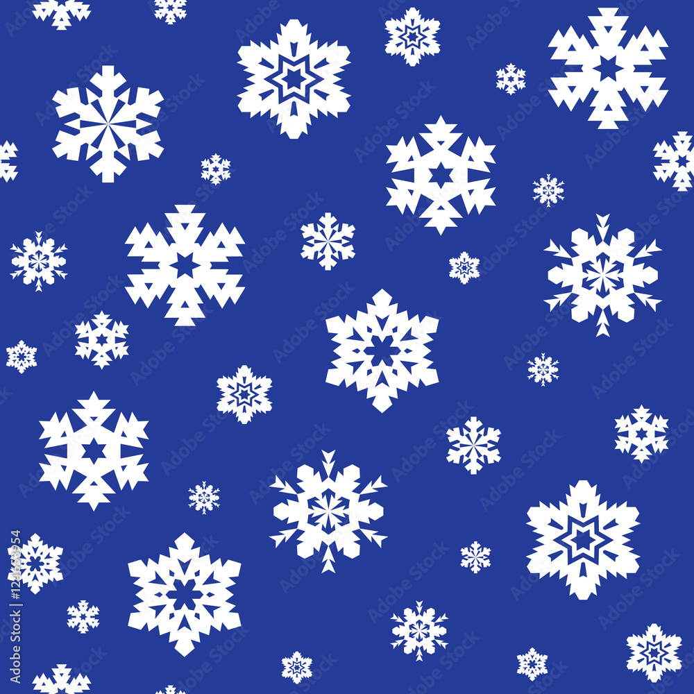Seamless pattern of white snowflakes on red background. Snowfall stylized wrapping texture. Winter repeating backdrop. Falling snow vector illustration in eps8. Seamless pattern of white snowflakes on red background. Snowfall stylized wrapping texture. Winter repeating backdrop. Falling snow vector illustration in eps8.