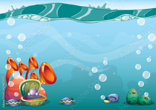 cartoon vector underwater background with separated layers for game art and animation game design asset in 2d graphic