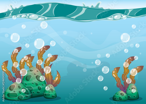 cartoon vector underwater background with separated layers for game art and animation game design asset in 2d graphic