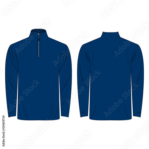 Half-Zipper long sleeve blue Shirt isolated vector on the white background