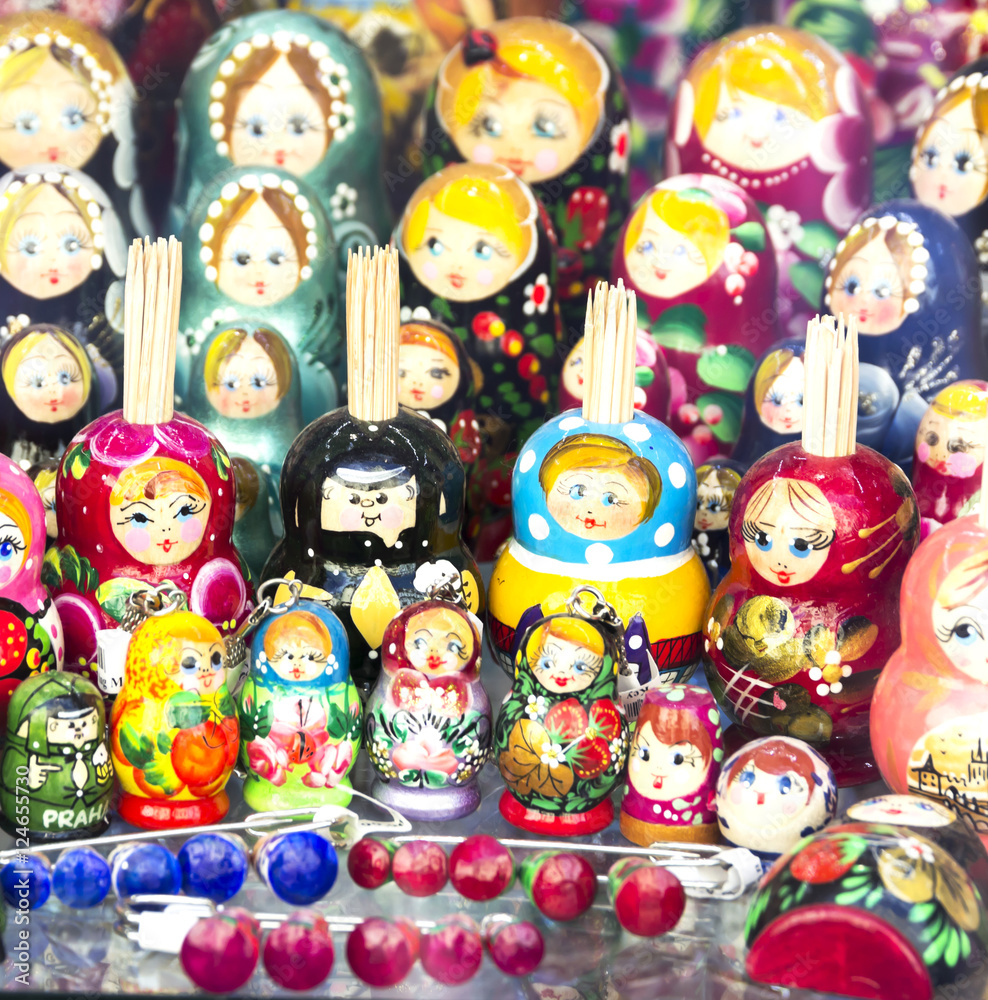Group of Russian nesting dolls (Matryoshka dolls)