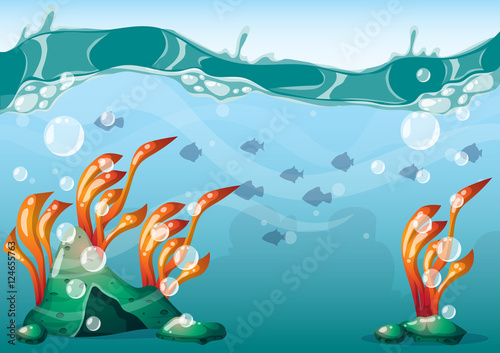 cartoon vector underwater background with separated layers for game art and animation game design asset in 2d graphic