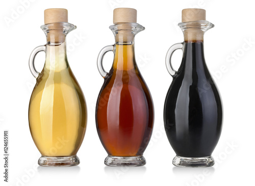 Olive oil and vinegar bottles photo