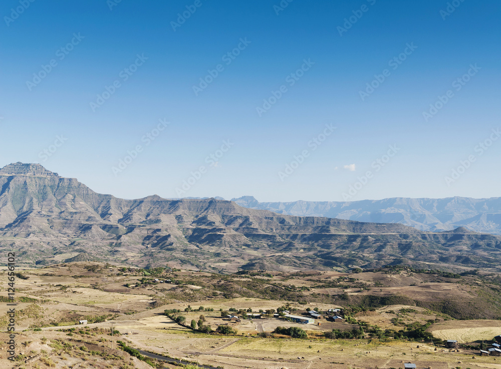 east african landscape near lalibela ethiopia