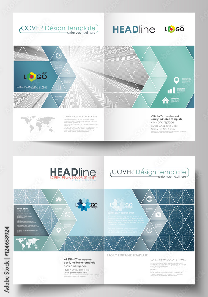 Business templates for brochure, magazine, flyer, booklet, annual report. Cover design template, flat layout in A4 size. Abstract blue or gray pattern with lines, modern stylish vector texture.