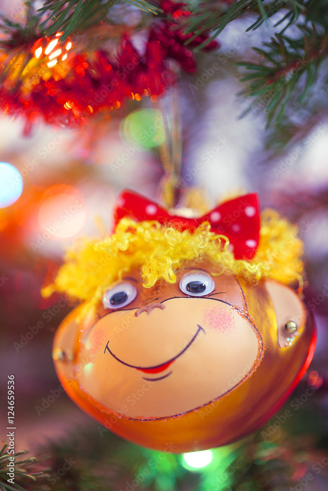 Smiling monkey christmas decoration