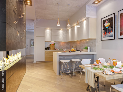 3d render of a townhouse interior design
