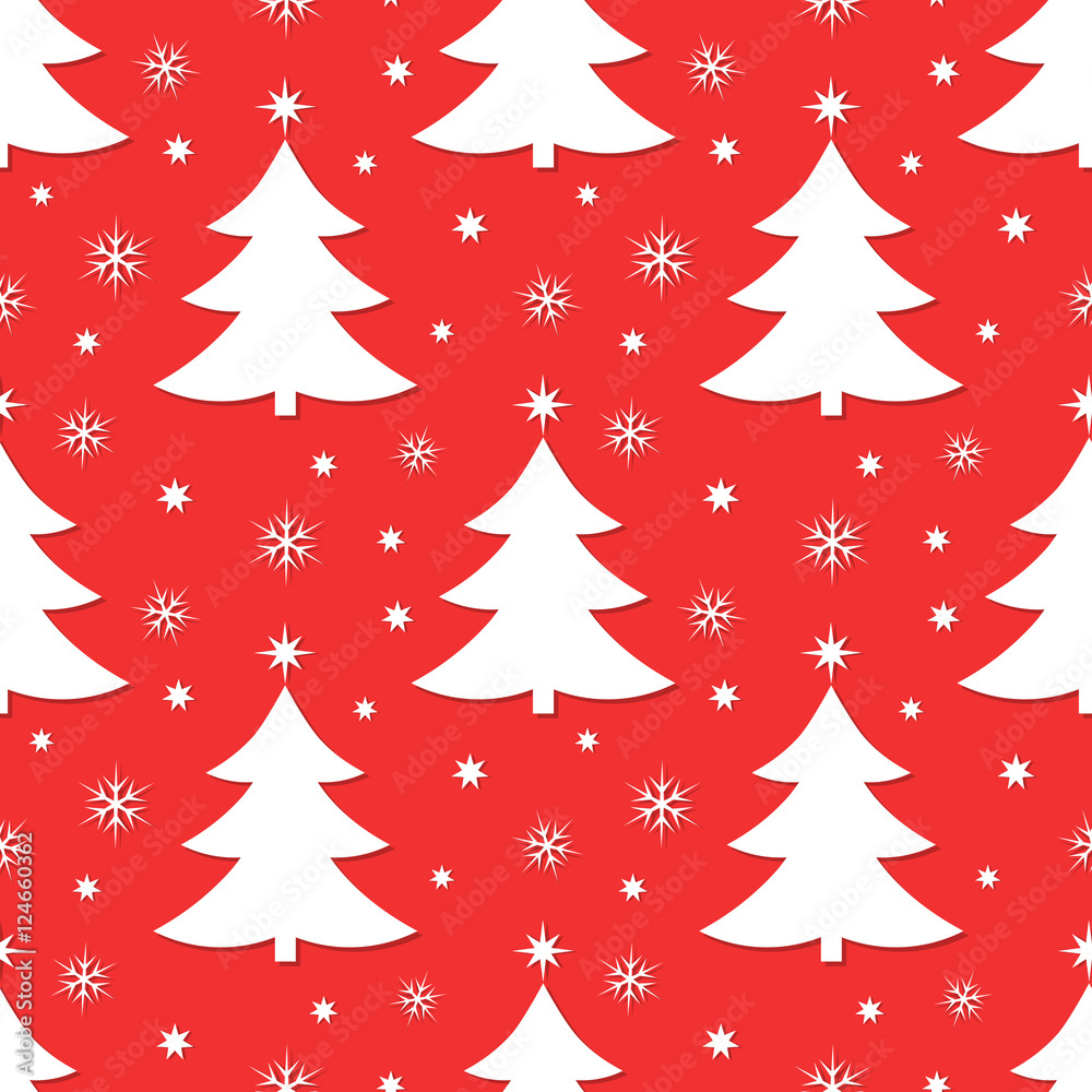  Christmas tree red seamless pattern