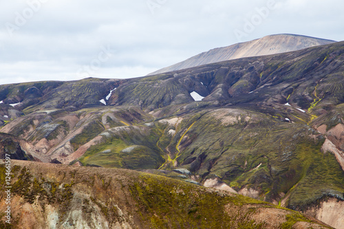 Fototapeta Naklejka Na Ścianę i Meble -  Landmannalaugar. Amazing multicoloured mountains near Brennisteinsalda at the start of the Laugavegur hike in the southern highlands of Iceland