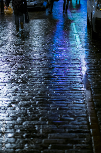 Wet street in London