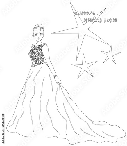 Long gown coloring page