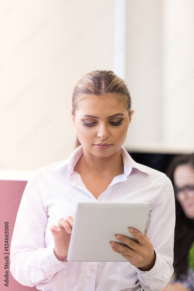 picture of happy woman with tablet picture of happy woman with tablet