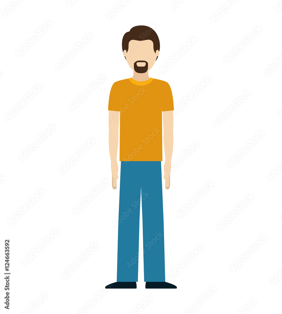 avatar man standing and wearing casual clothes over white background. vector illustration
