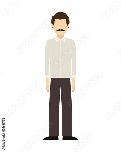 avatar male man standing wearing executive clothes over white background. vector illustration