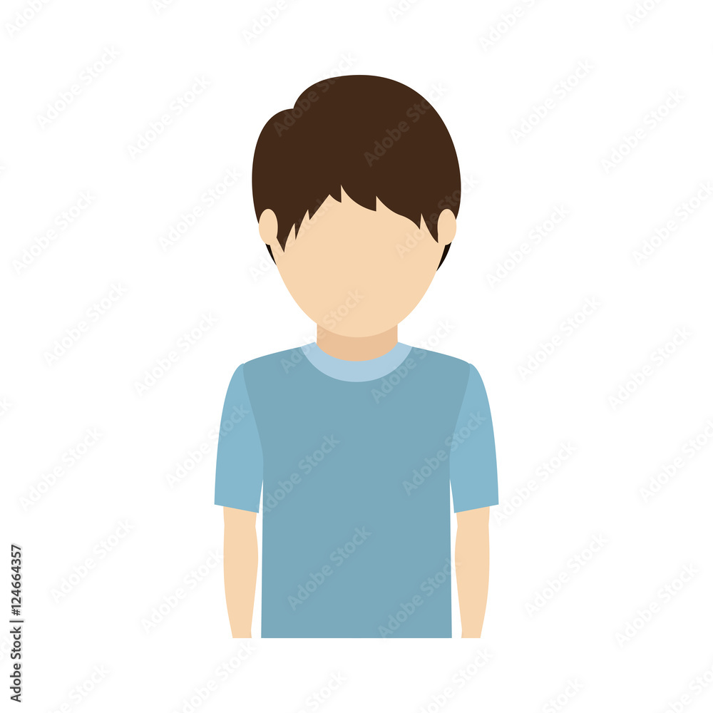 avatar male kid wearing casual clothes over white background. vector illustration