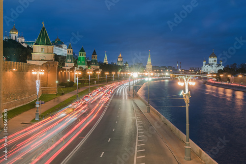 Traffic near Kremlin with river in moscow