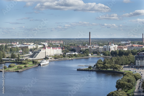 panorama of Vyborg from the lookout tower in the Vyborg castle