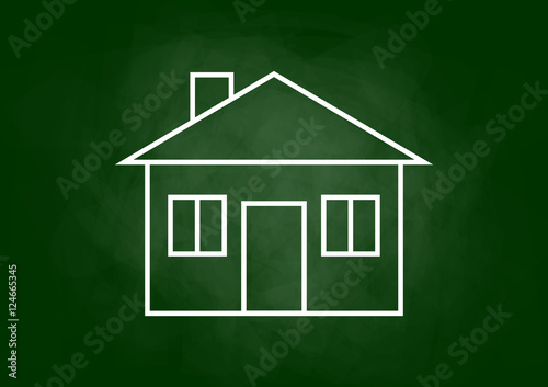 House drawing on blackboard