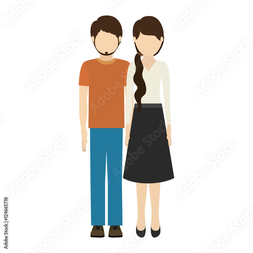 Wallpaper Mural couple man and woman wearing casual clothes over white background. vector illustration Torontodigital.ca