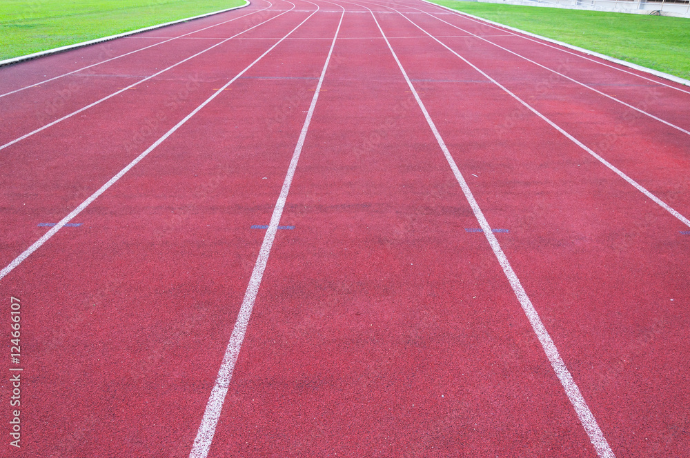 running track and green grass,Direct athletics Running track at Sport Stadium
