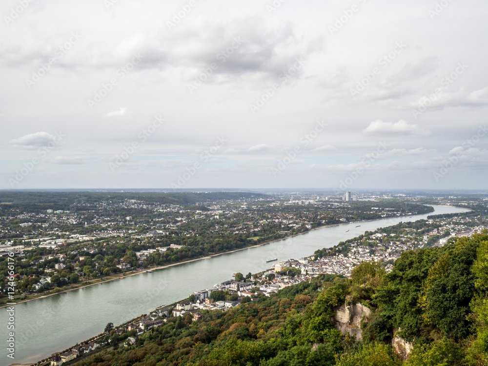 Fototapeta premium View of Rhine valley to Bonn from Drachenfels
