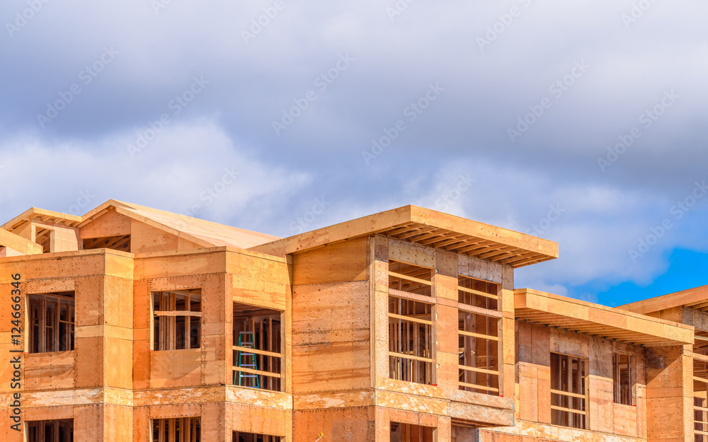 Your dream home. New residential construction house framing.