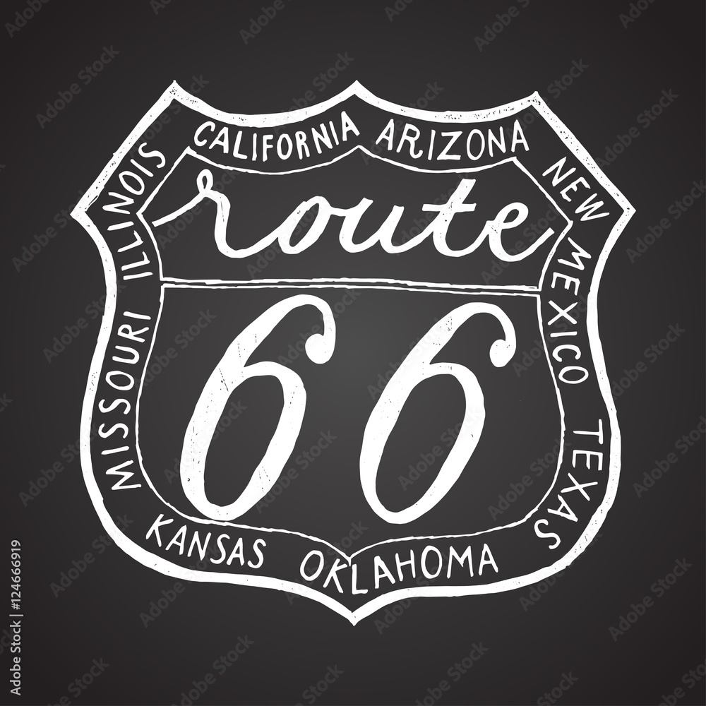 Fototapeta premium route 66 travel print. vector biker illustration.