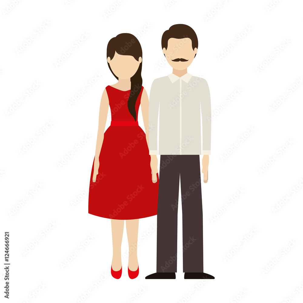 couple man and woman wearing casual clothes over white background. vector illustration couple man and woman wearing casual clothes over white background. vector illustration