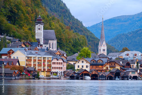 Hallstatt with Hallstatter See in the Austrian Alps