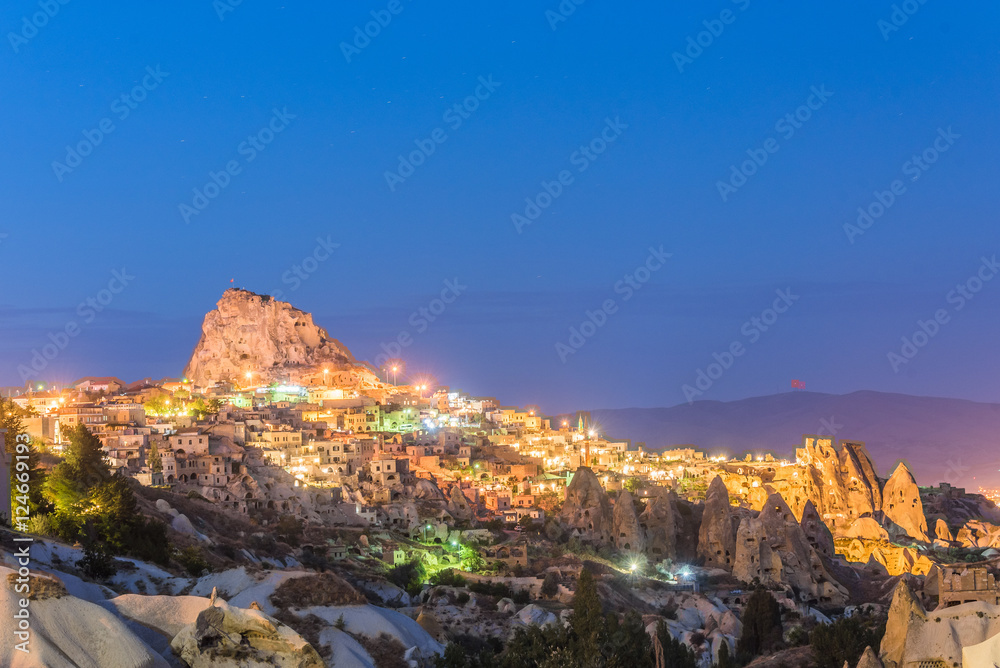 Ancient town and a castle of Uchisar dug from a mountains
