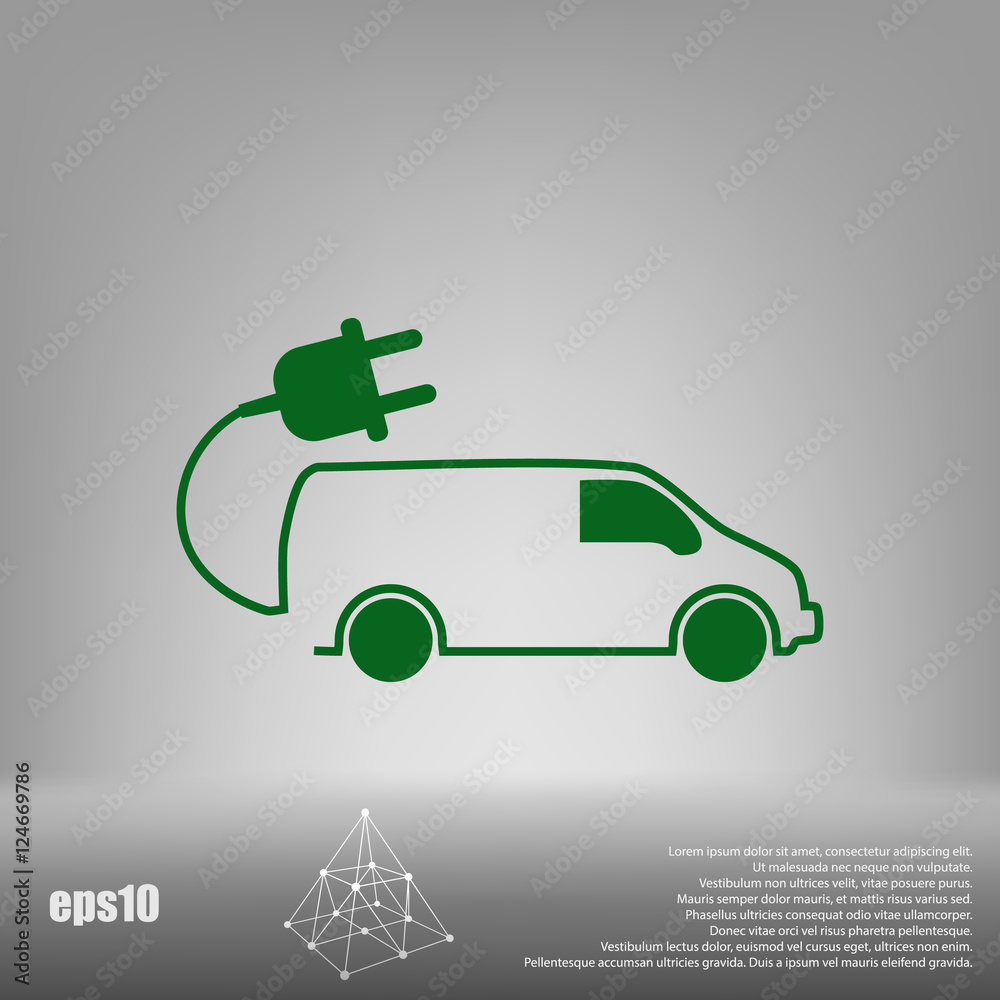 Flat paper cut style icon of an eco car Flat paper cut style icon of an eco car