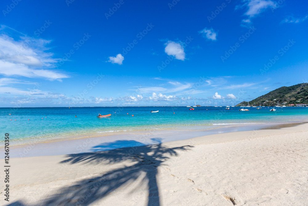 Grand Case Beach in Saint Martin Island, French West Caribbean