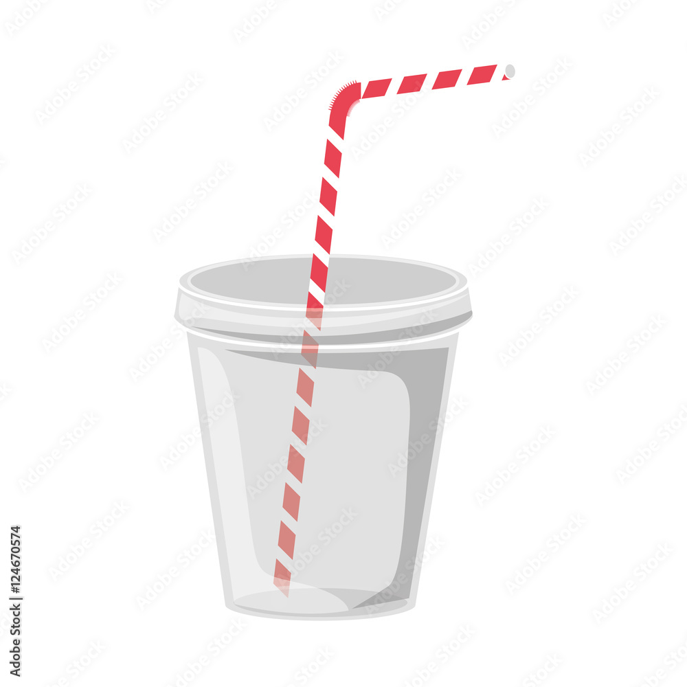 Plastic cup with straw Royalty Free Vector Image