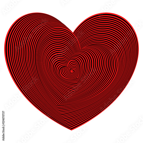 Heart shapes sequence in red and black colors