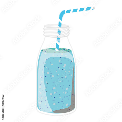 smoothie drink on mason jar with straw and  over white background. vector illustration