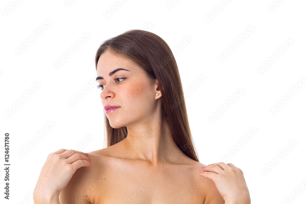 Young woman with long brown hair Young woman with long brown hair