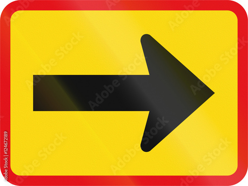 Temporary road sign used in the African country of Botswana - The primary sign applies to the right photo