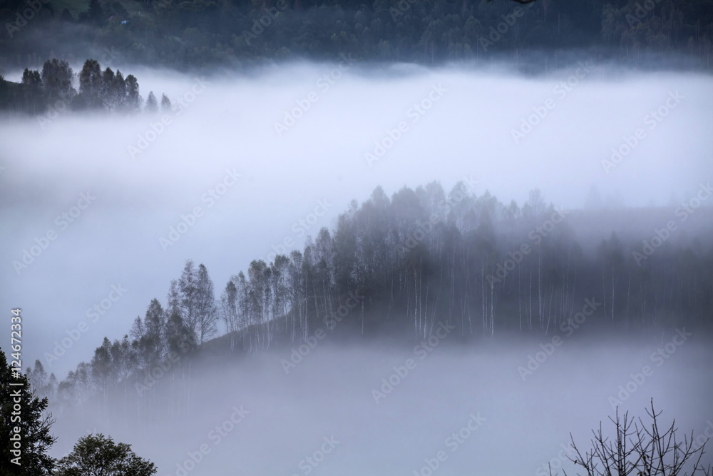 Fototapeta premium Apuseni mountains, Romania - misty autumn morning