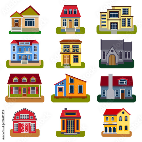 Houses front view vector illustration