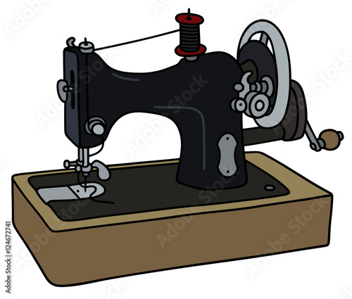 Hand drawing of a retro mechanic sewing machine