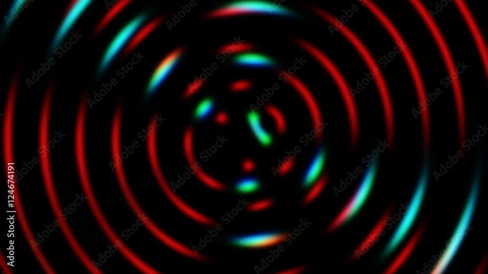 A set of spinning circles with a lens flare at the beginning. Grindhouse low-budget b-movie style. Overlay your text or tagline.
