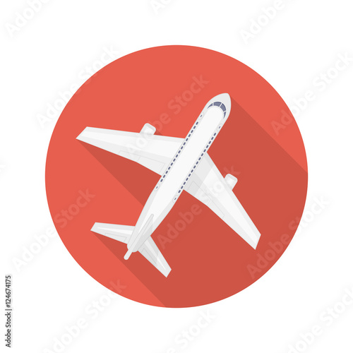 Airplane vector icon red.
