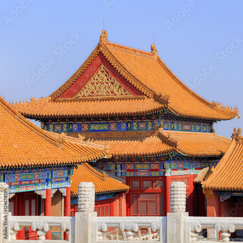 View on majestic pavilion, Palace Museum, Beijing, China 