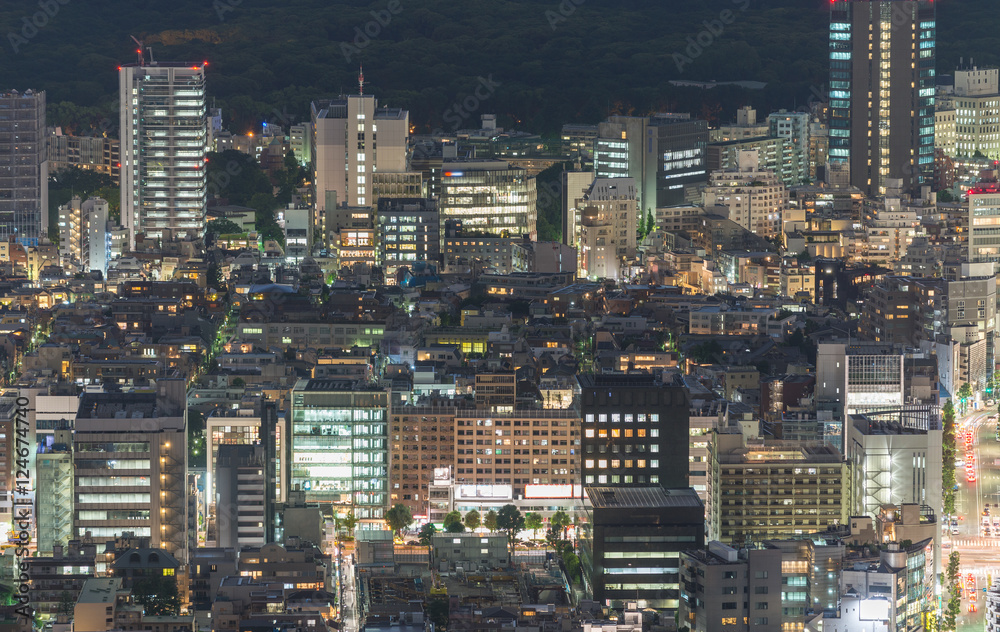 Tokyo, Japan. Beautiful aerial view of city buildings at night Tokyo, Japan. Beautiful aerial view of city buildings at night