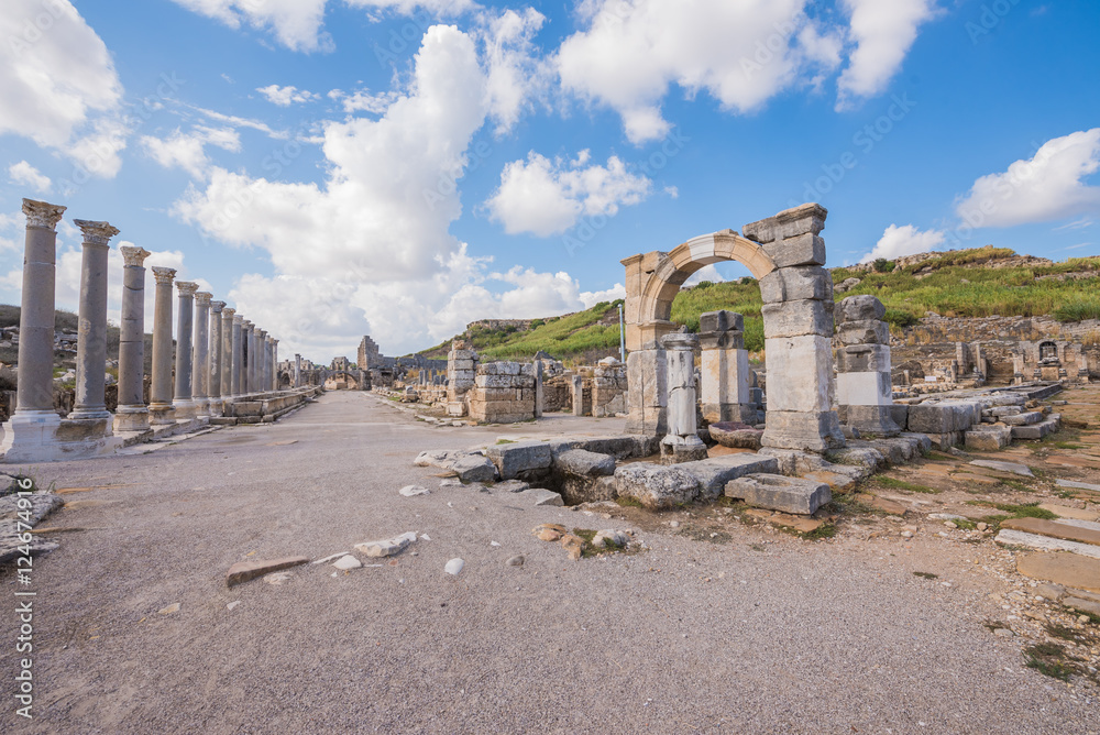 Ruins of ancient city of Perge near Antalya Turkey