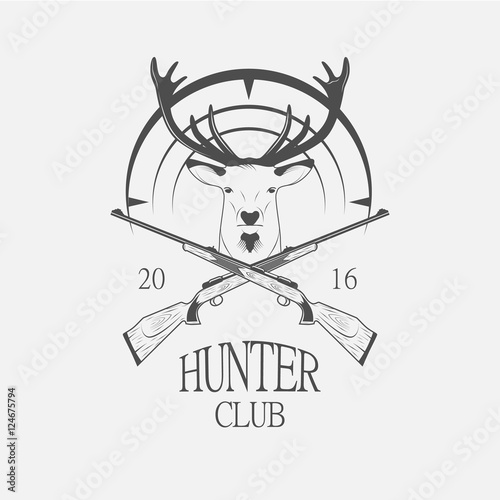 Hunting Club icon with a rifle and deer