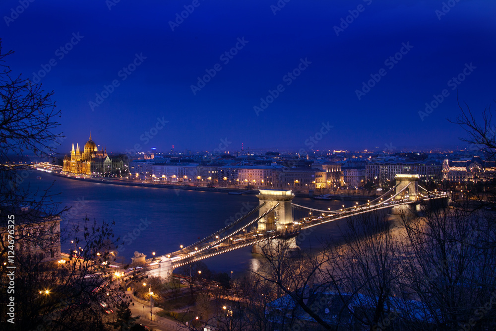 Fototapeta premium Budapest the capital of Hungary crossed by the Danube River