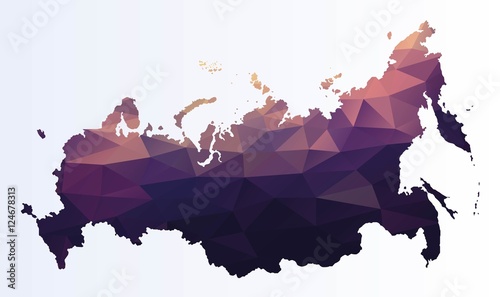 Stampa su tela Polygonal map of Russia