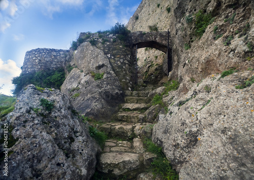 Stairway to cliff fortress
