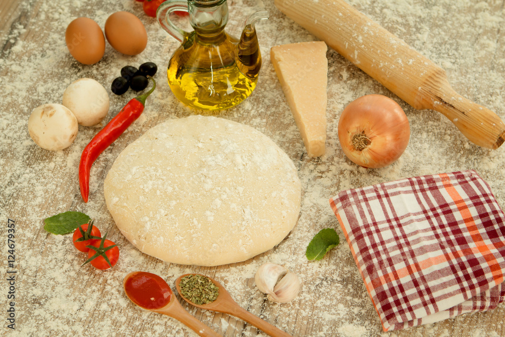 Fototapeta premium Ingredients for a vegetarian pizza
